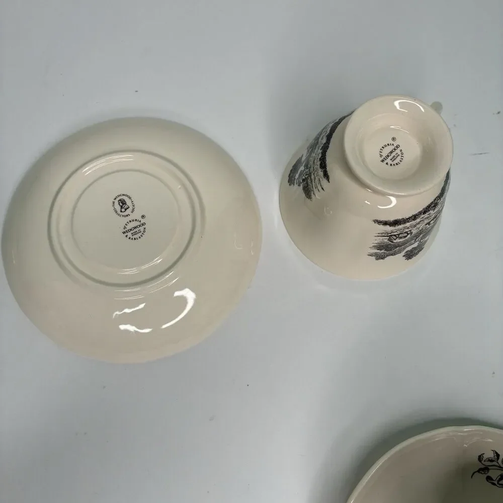 Wedgewood Etruria & Barlaston Creamware Tea Cup And Saucer Set Of 3